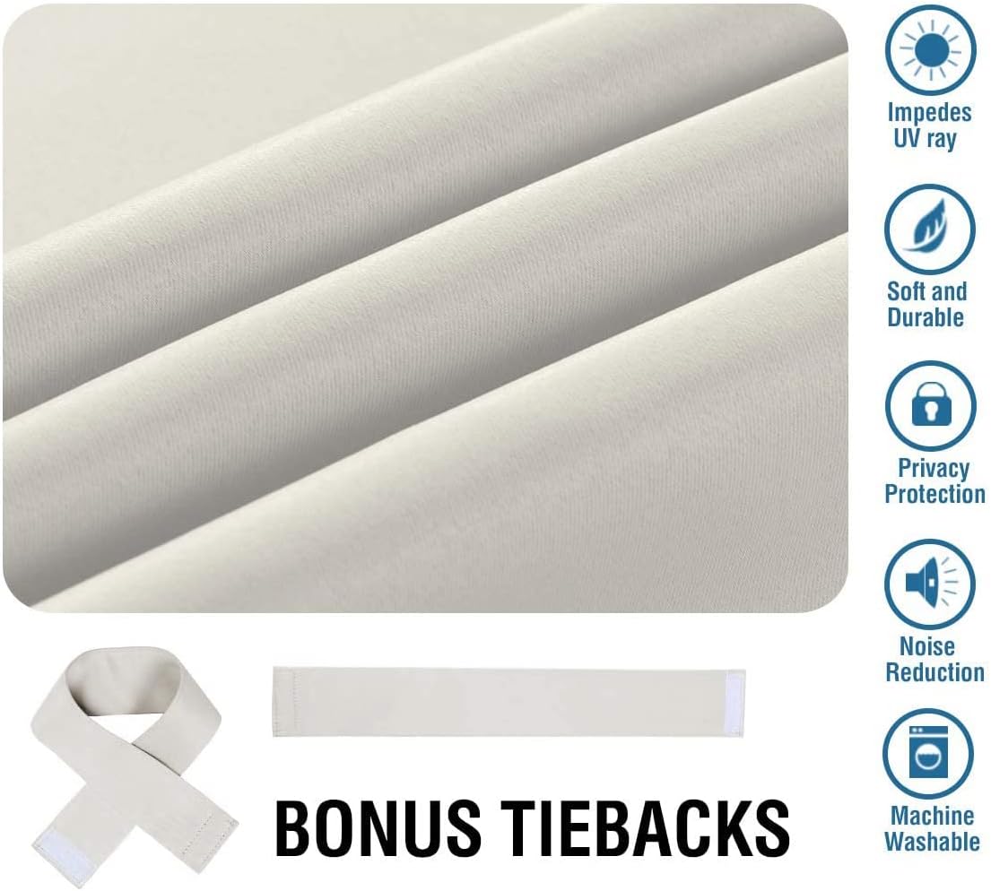 Thumbnail 4 de BellaHills Blackout Curtains – 2-Panels Thermal Insulated Pencil Pleat Set (Light Beige)
