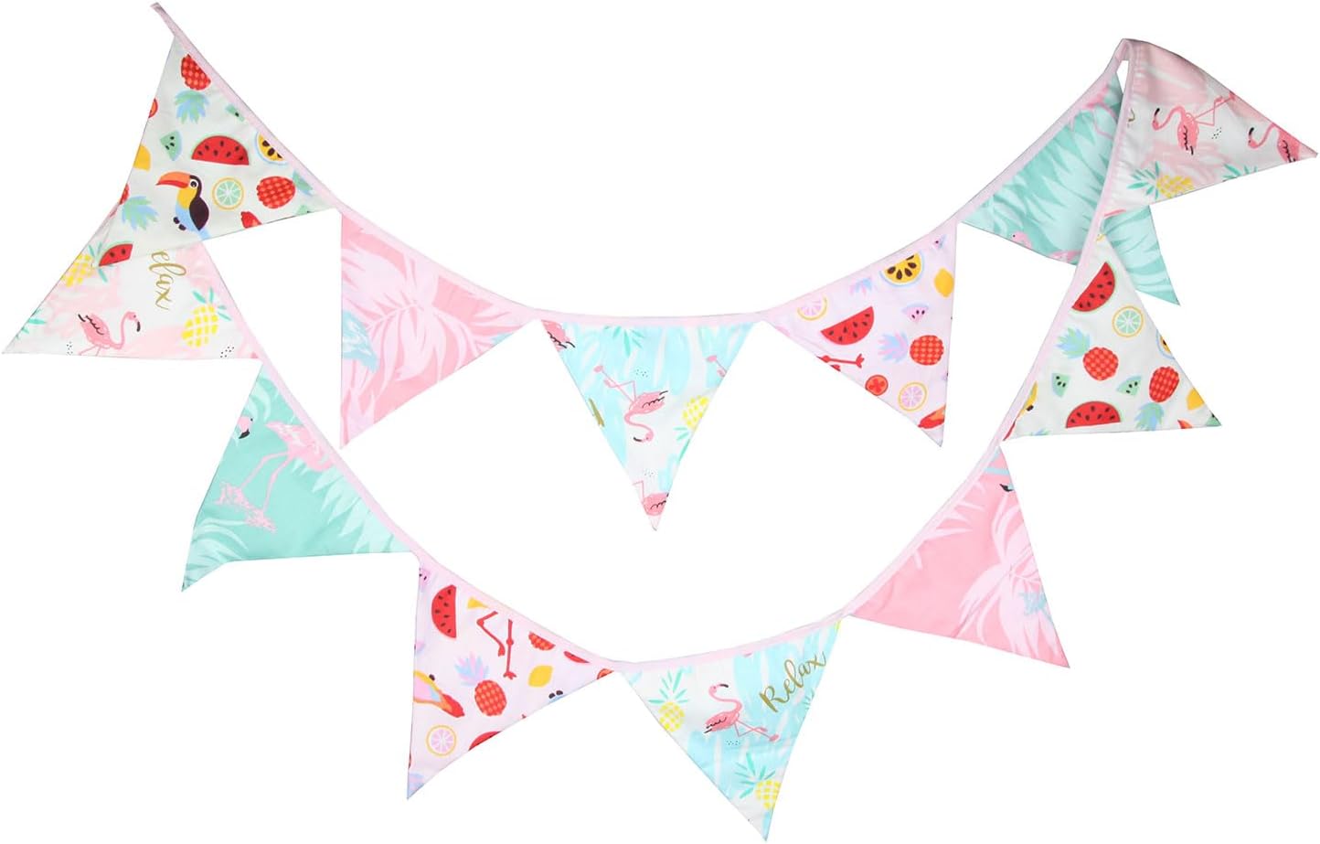 Detalle de G2PLUS Floral Bunting Banner – 12 Double‑Sided Cotton Triangle Pennants, 10.8 Feet (3.3m) Vintage Themed Garlands