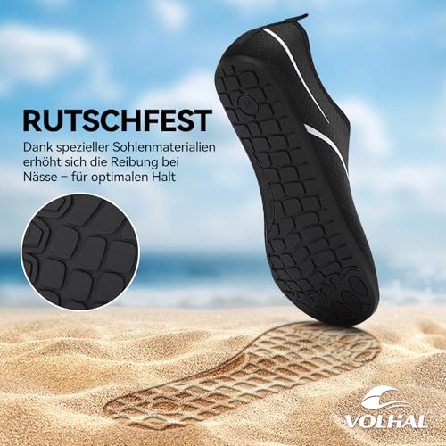 Detalle 2 de VOLHAL Wasserschuhe Herren Damen – 787BK39EU, Unisex-Strandschuhe, Schnell trocknend und rutschfest
