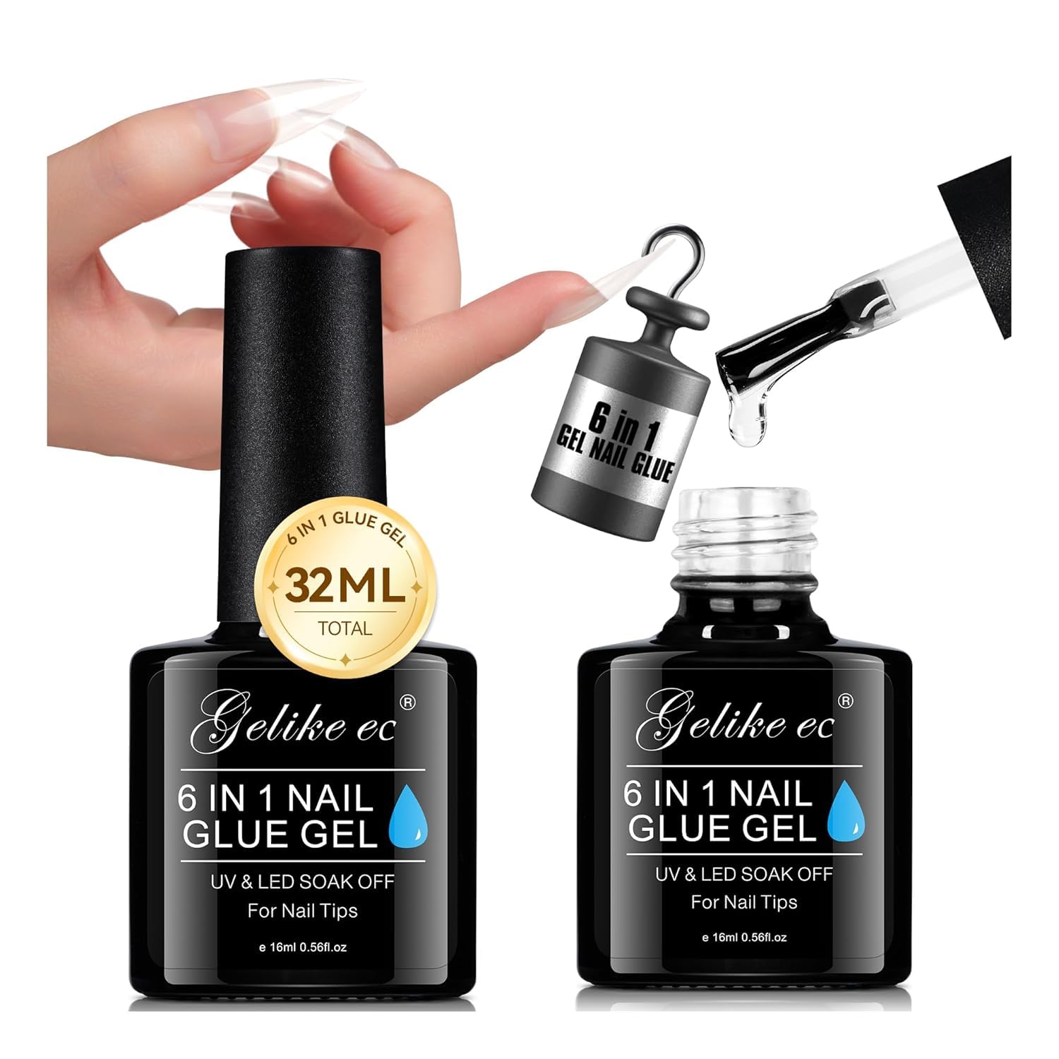 Detalle de Gelike EC 32 mL UV Nail Glue Gel, 6-in-1 HEMA- and TPO-Free