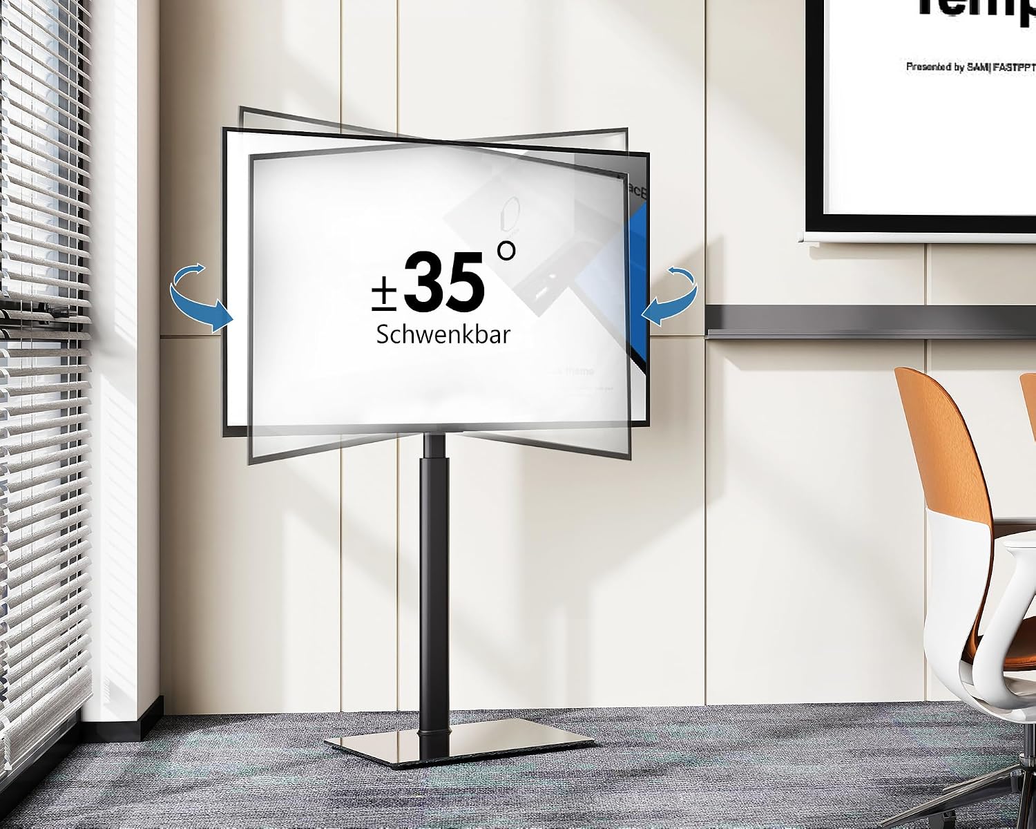 Thumbnail 2 de FITUEYES TV Ständer mit Glasboden für 32–60 Zoll – höhenverstellbar, bis 30 kg, VESA 600×400 mm, Schwarz