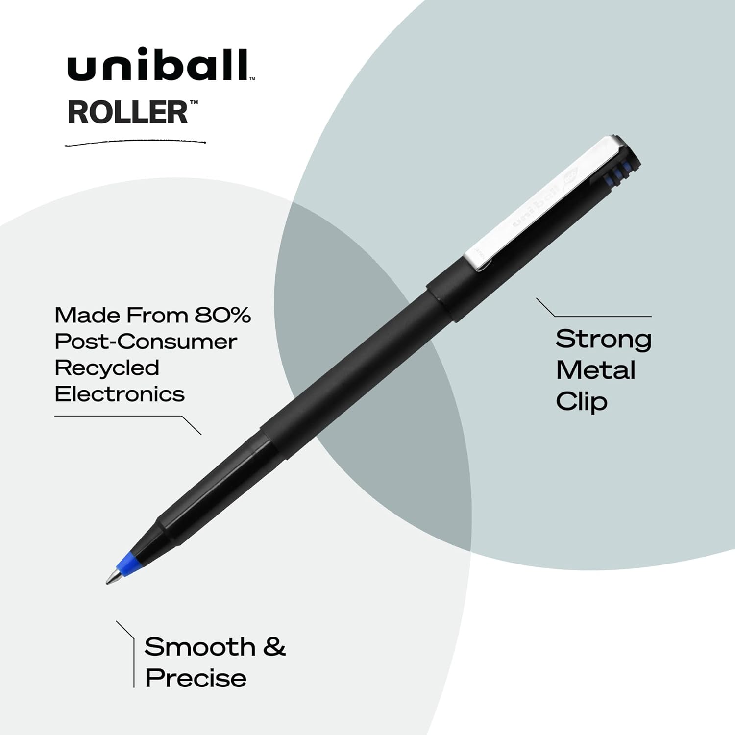 Detalle de uni-ball マイクロポイント ローラーボールペン 0.5mm ブルー 12本セット・再生素材80%