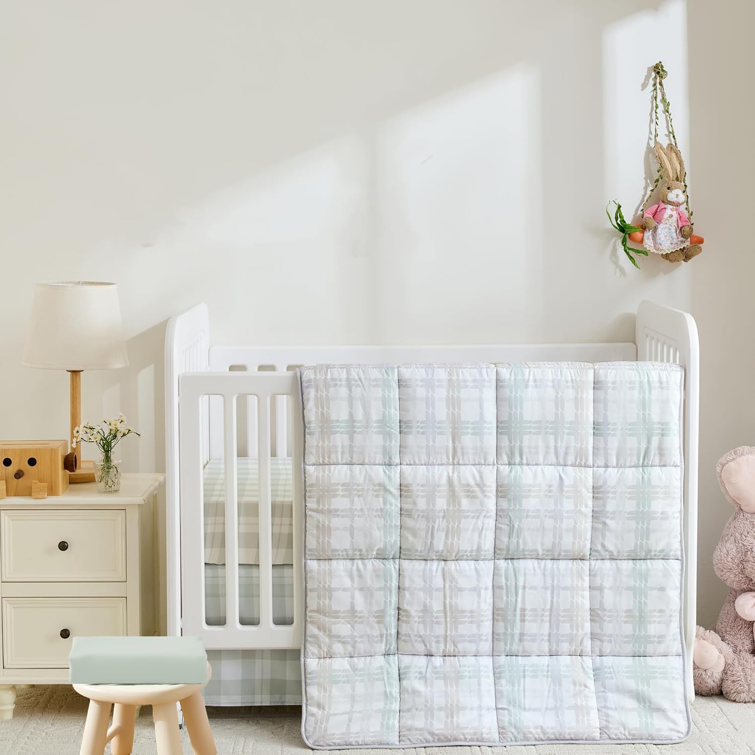 Detalle de Sweet Home Collection 4-Piece Plaid Crib Bedding Set with Comforter & 2 Sheets