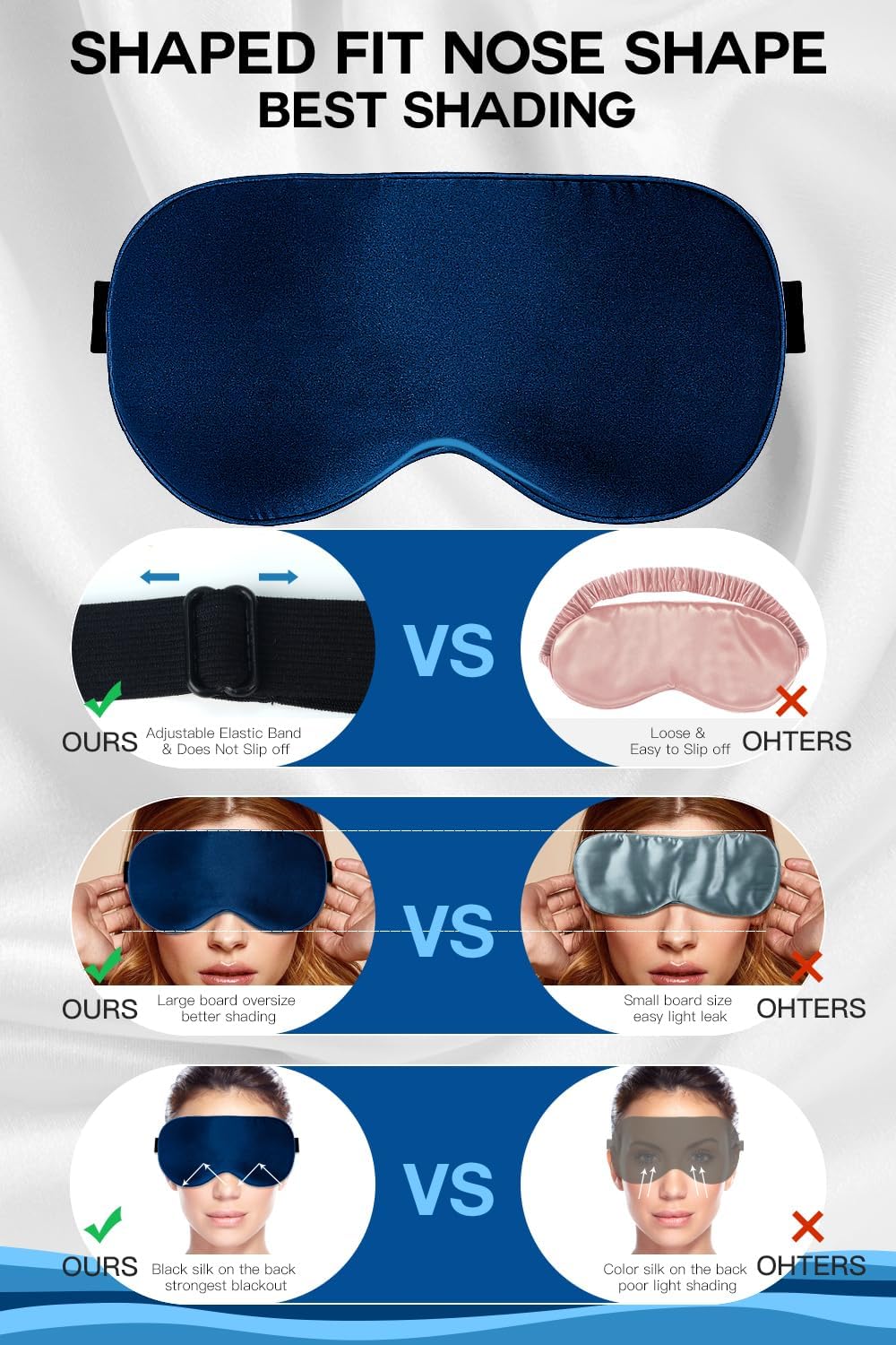 Detalle 2 de Aosun Silk Sleep Mask 22-momme Mulberry Silk eye mask ๐ด