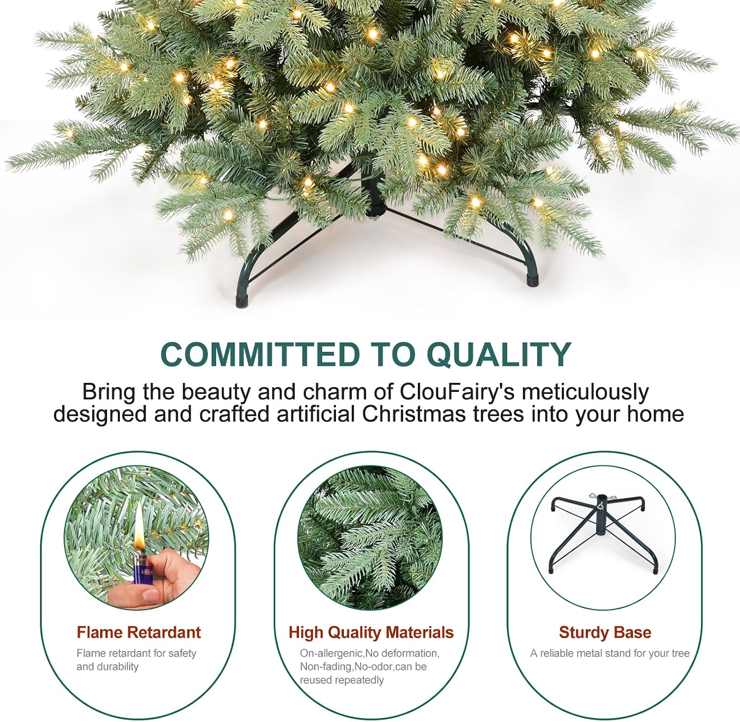 Detalle 2 de ClouFairy CF-HTC90T-2470T-650L 9-Foot Slim Christmas Tree, 2,470 Tips