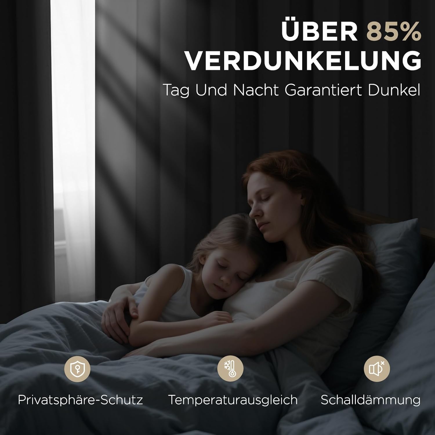 Thumbnail 1 de Joydeco blickdichte Verdunkelungsvorhänge mit Ösen – 2er Set Thermovorhang, Dunkelgrau