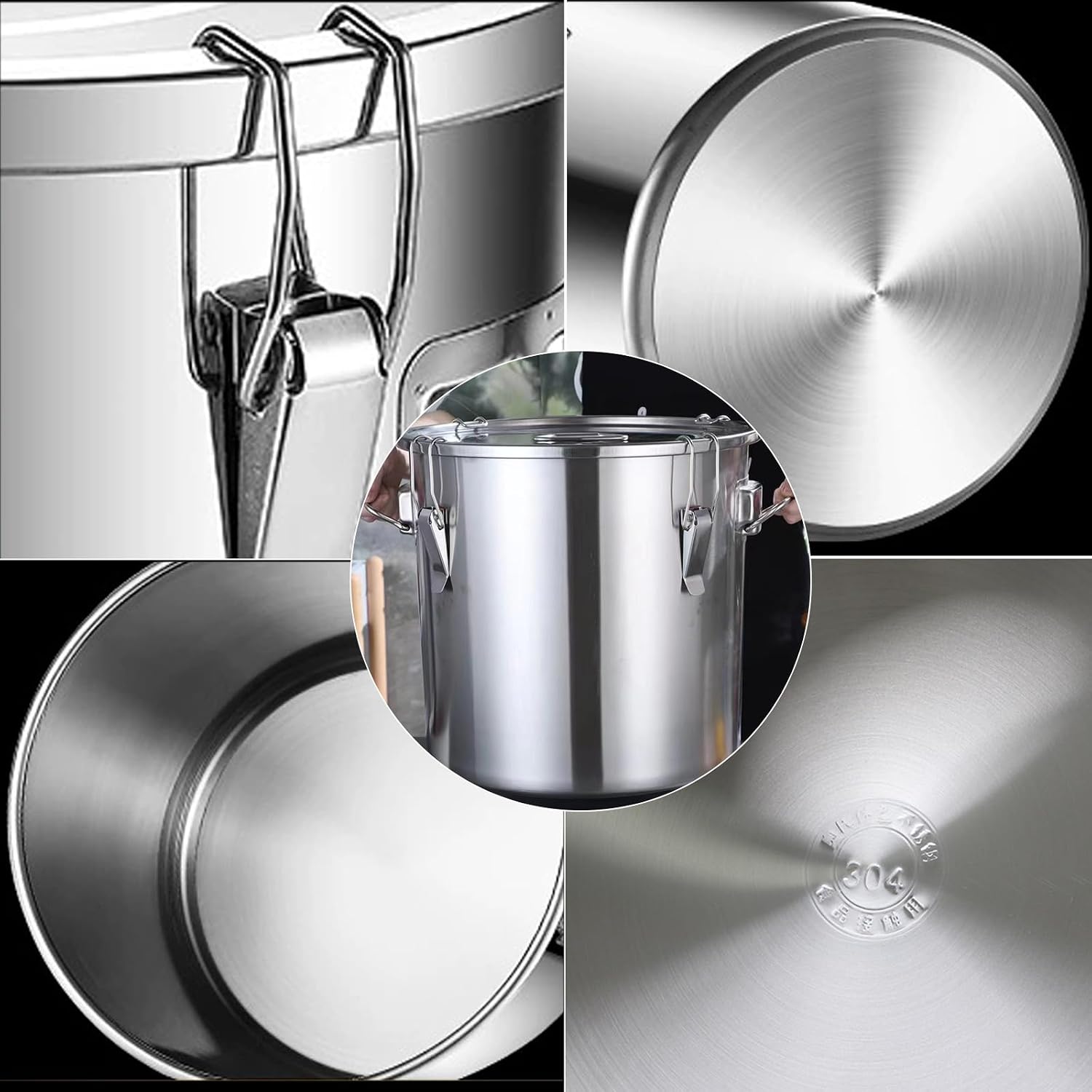 Thumbnail 6 de Verdeho 304 Stainless Steel Airtight Food Storage Containers (33L) with Lock Clips