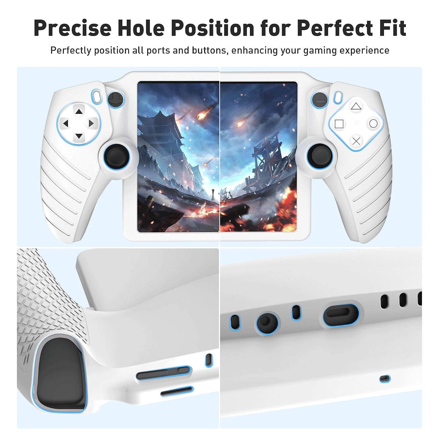 Detalle 1 de Foluck 3-in-1 Accessories Set for PlayStation Portal (Carry Case, Silicone Cover, 2 Screen Protectors) — White