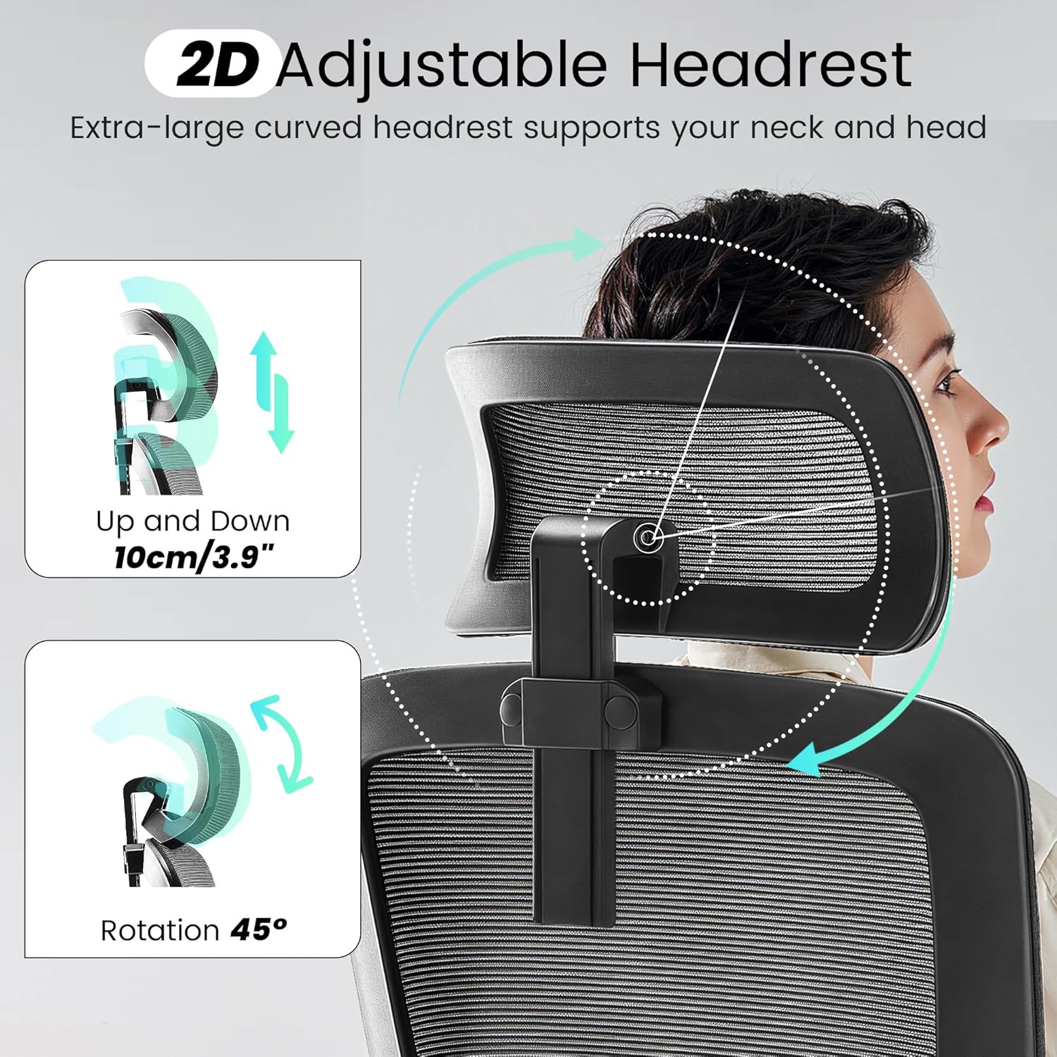Thumbnail 3 de Fizzin Ergonomic Office Chair (Black) with Adjustable Lumbar Support — Up to 400 lbs