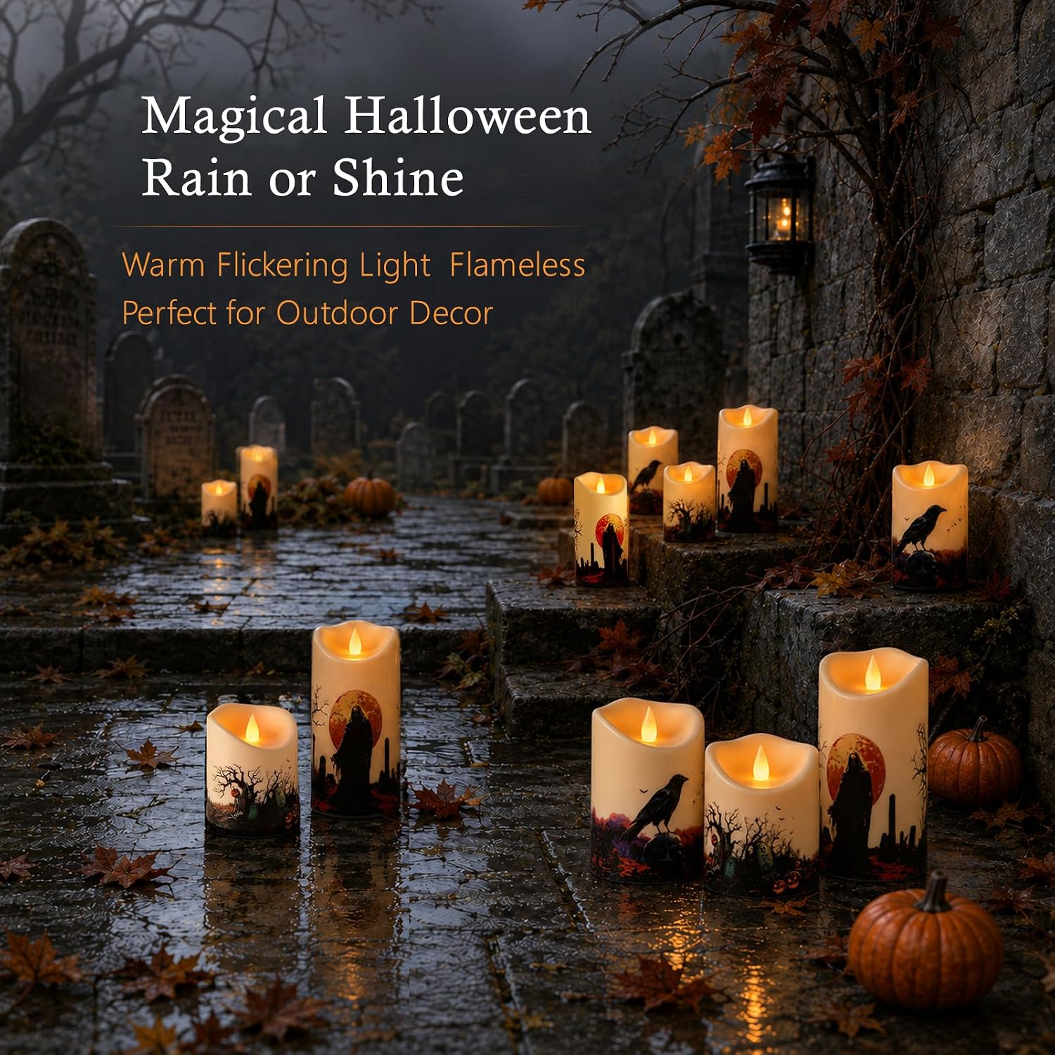 Thumbnail 4 de Haown Halloween Flameless Candles Set of 6, LED Pillars with Remote Controls