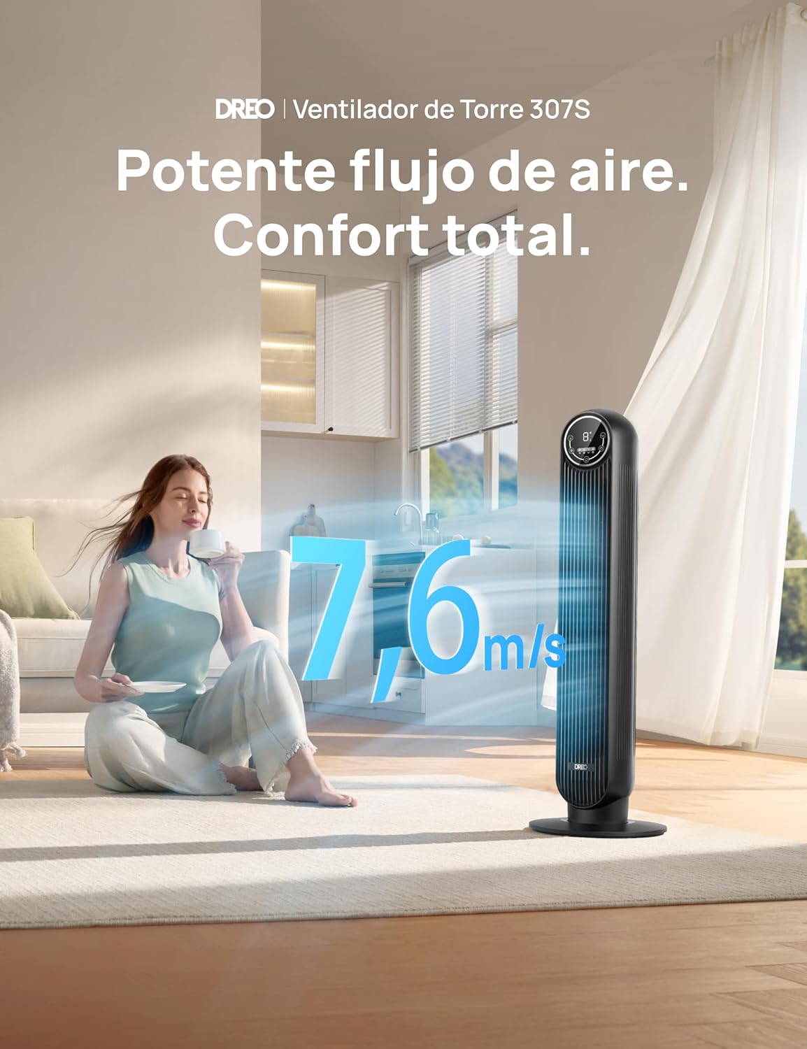 Detalle 2 de Dreo ventilador de pie silencioso 36 pulgadas