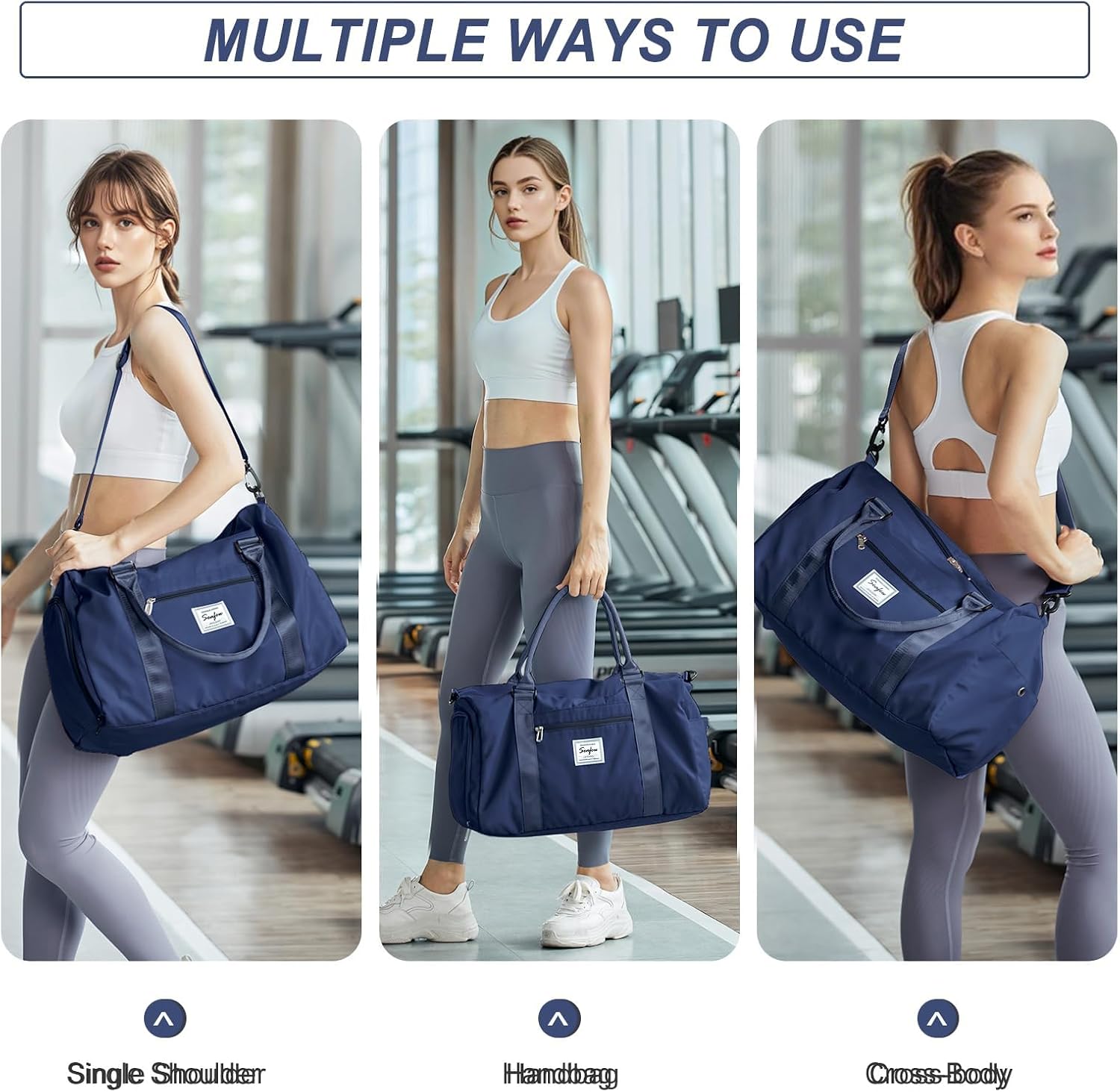 Detalle de HYC00 Sport Duffel Bag (HYC00) – Sporttasche mit Nassfach, Schuhfach und Tragevarianten