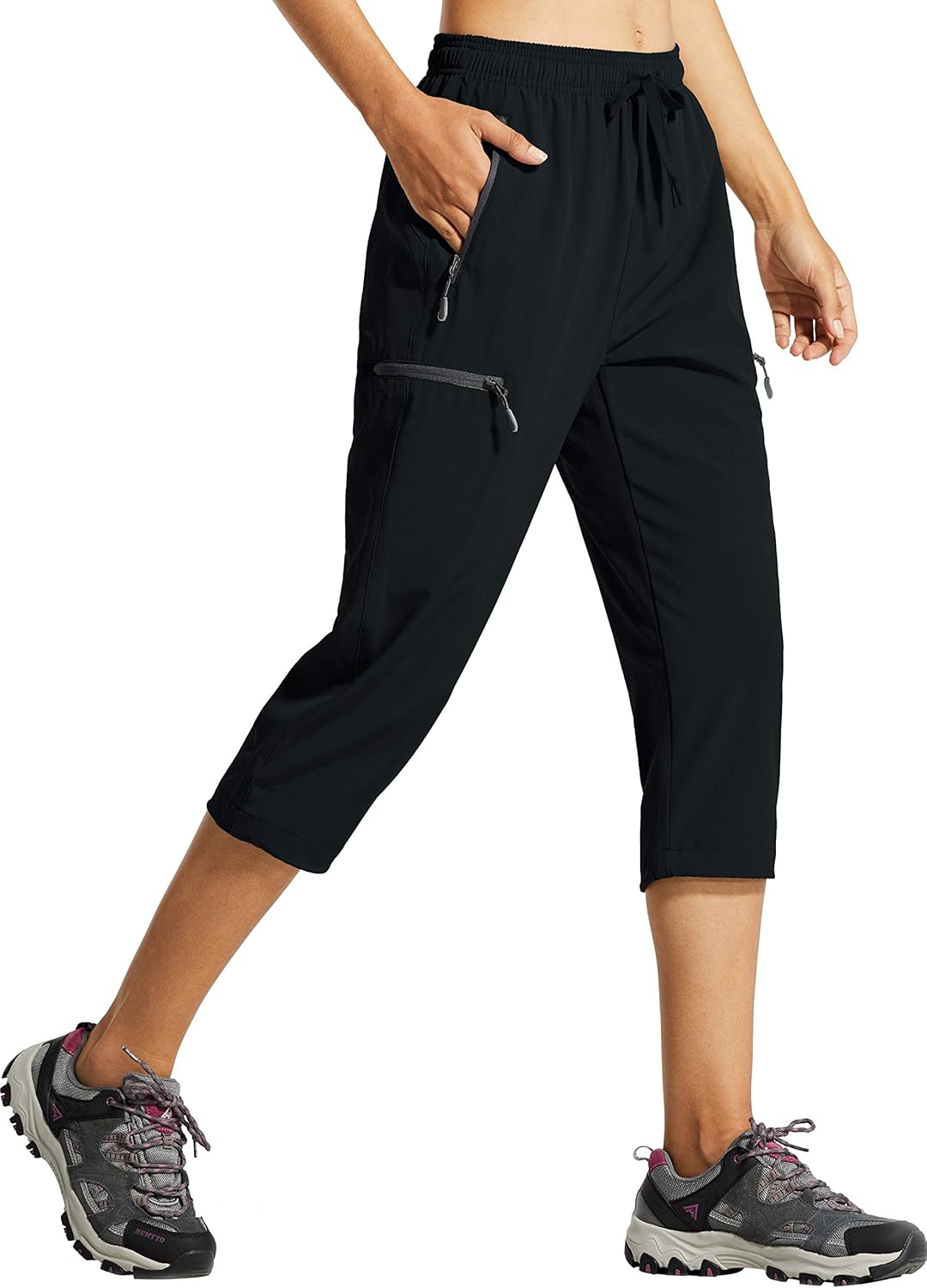 Detalle de Libin Women’s Capri Cargo Hiking Pants with Quick-Dry, UPF 50+ & Zipper Pockets