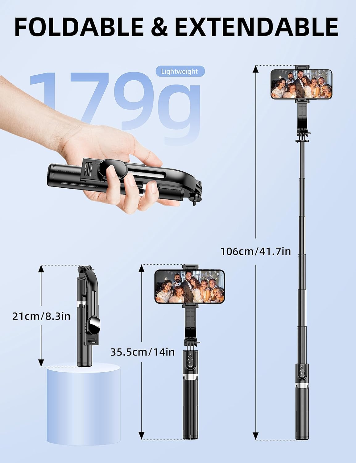 Thumbnail 2 de SelfieShow 41'' Selfie Stick Tripod (Extendable 4 in 1) with Wireless Remote
