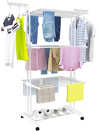 Detalle de HOMIDEC Etendoir Linge Interieur Exterieur, 4 Niveaux – Blanc