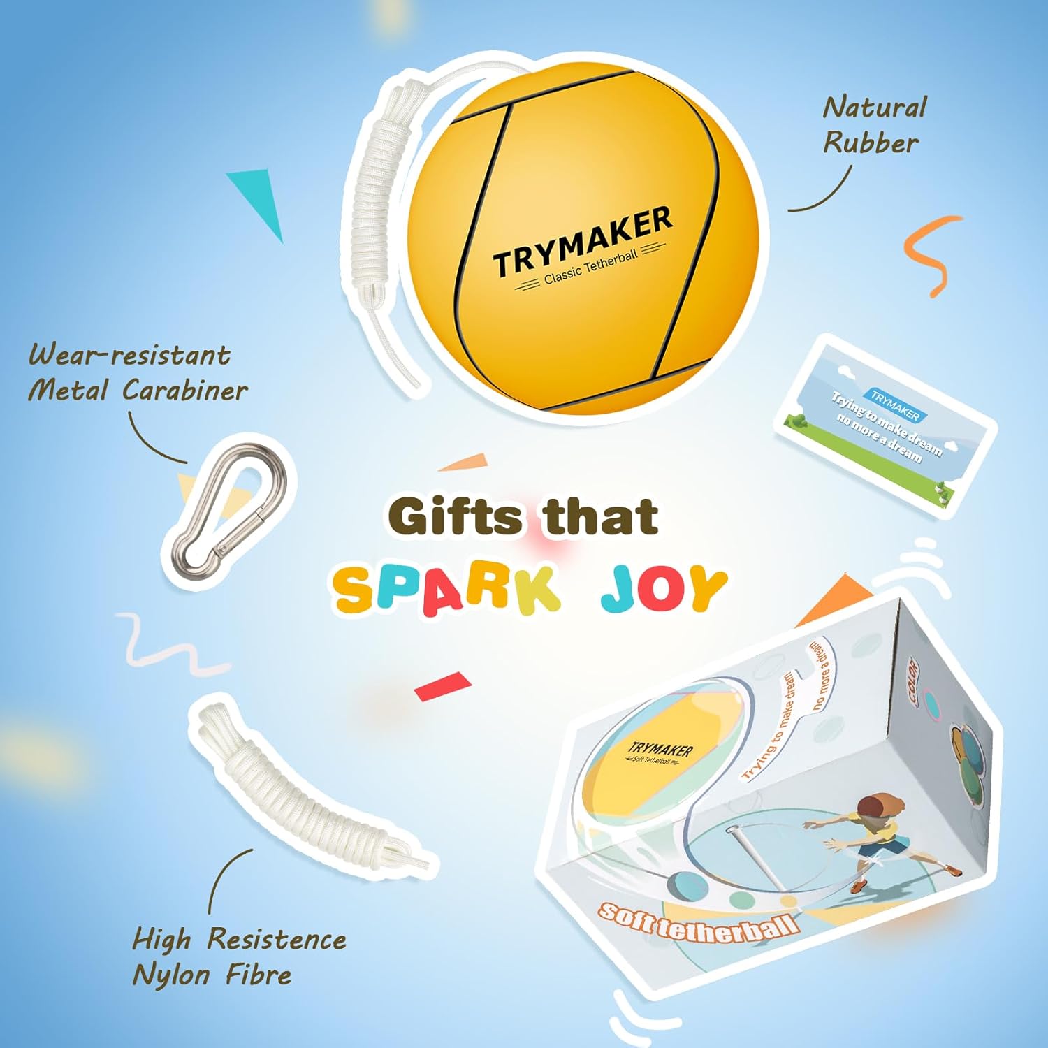 Thumbnail 5 de Trymaker Tetherball, Tether Balls and Rope Set (Replacement Tetherball for Backyard Play)