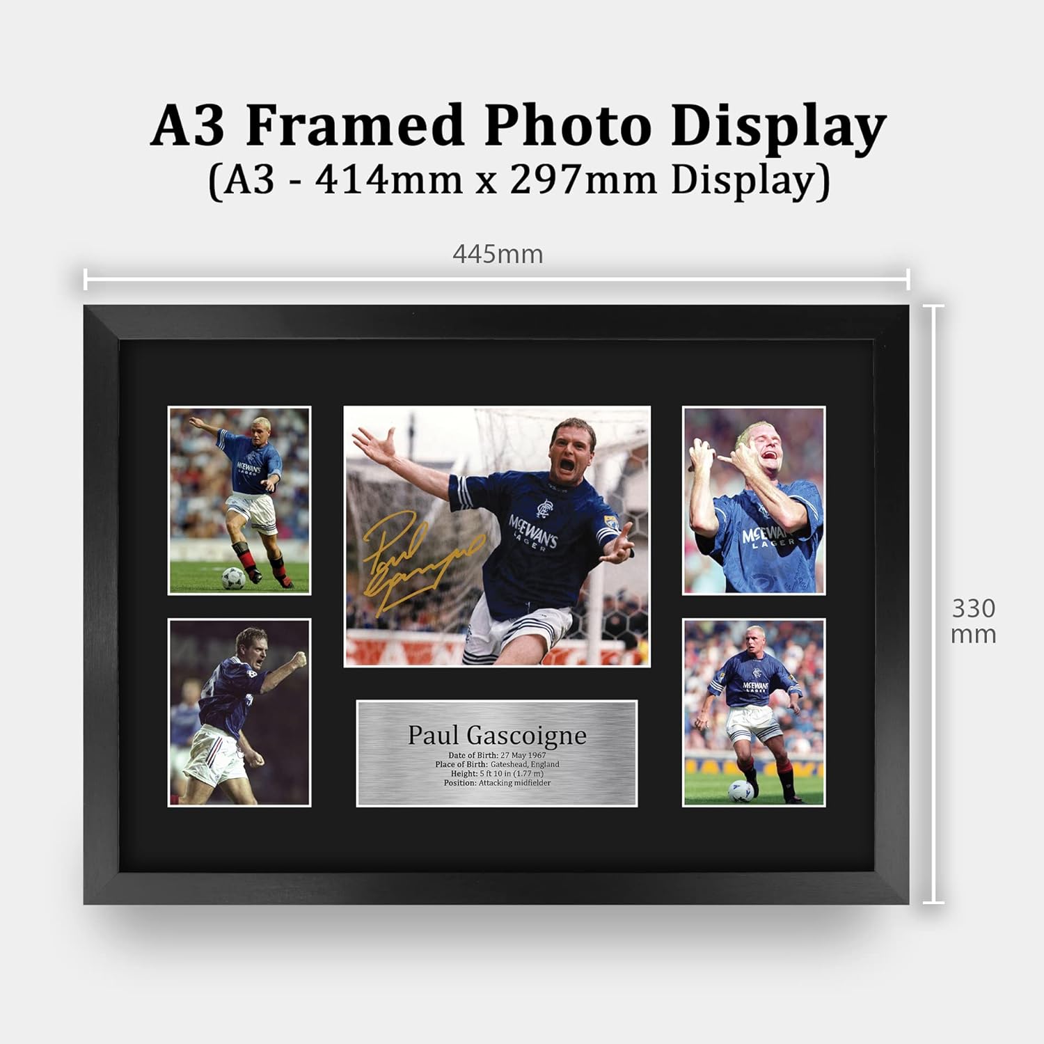 Thumbnail 1 de HWC Trading FR A3 Paul Gascoigne Rangers framed signed autograph picture (A3)