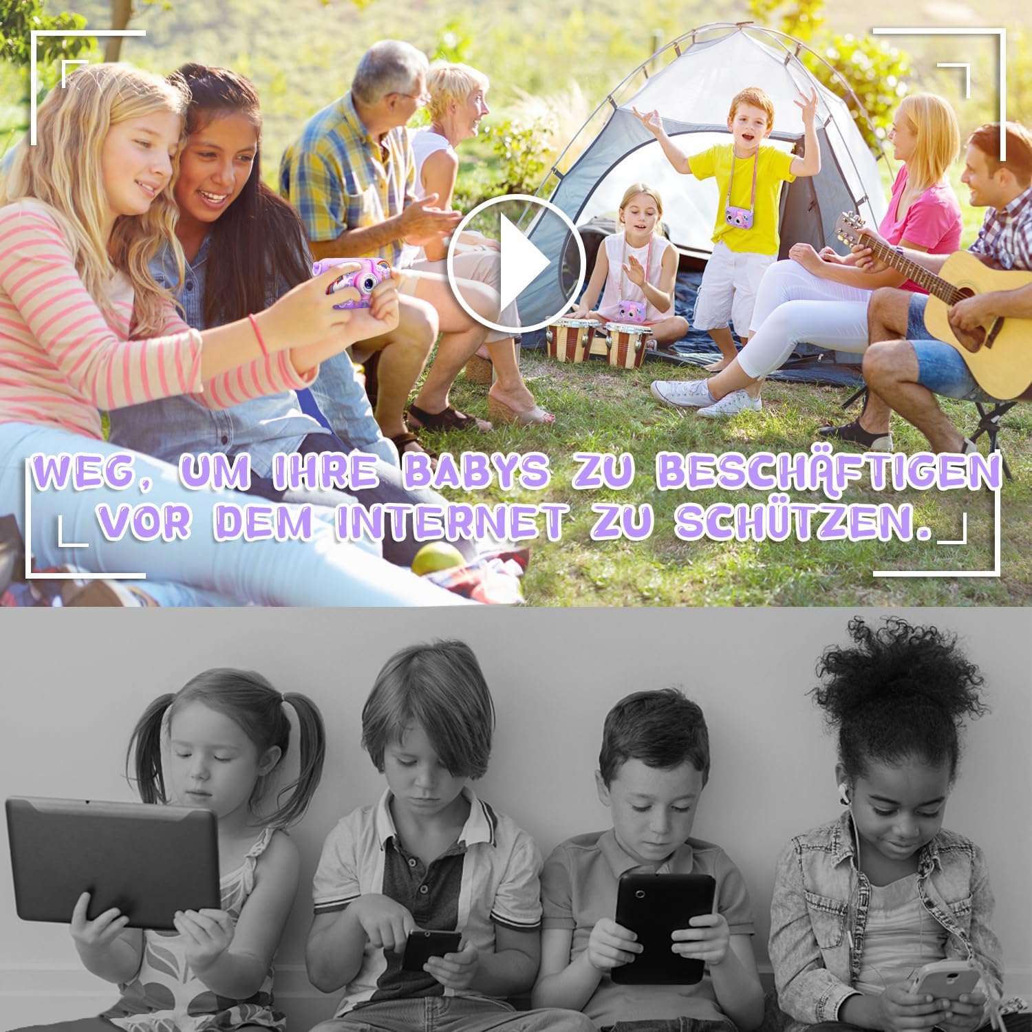 Thumbnail 5 de ARNSSIEN Kinderkamera X101 – 2,4" IPS-Bildschirm, 180° Klapp-Linse, 32 GB Speicher