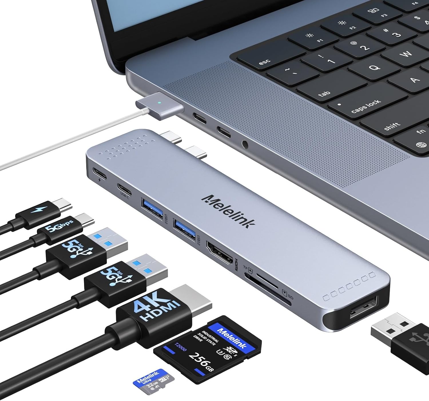 Detalle de USB-C hub adapter for MacBook, 8-in-2