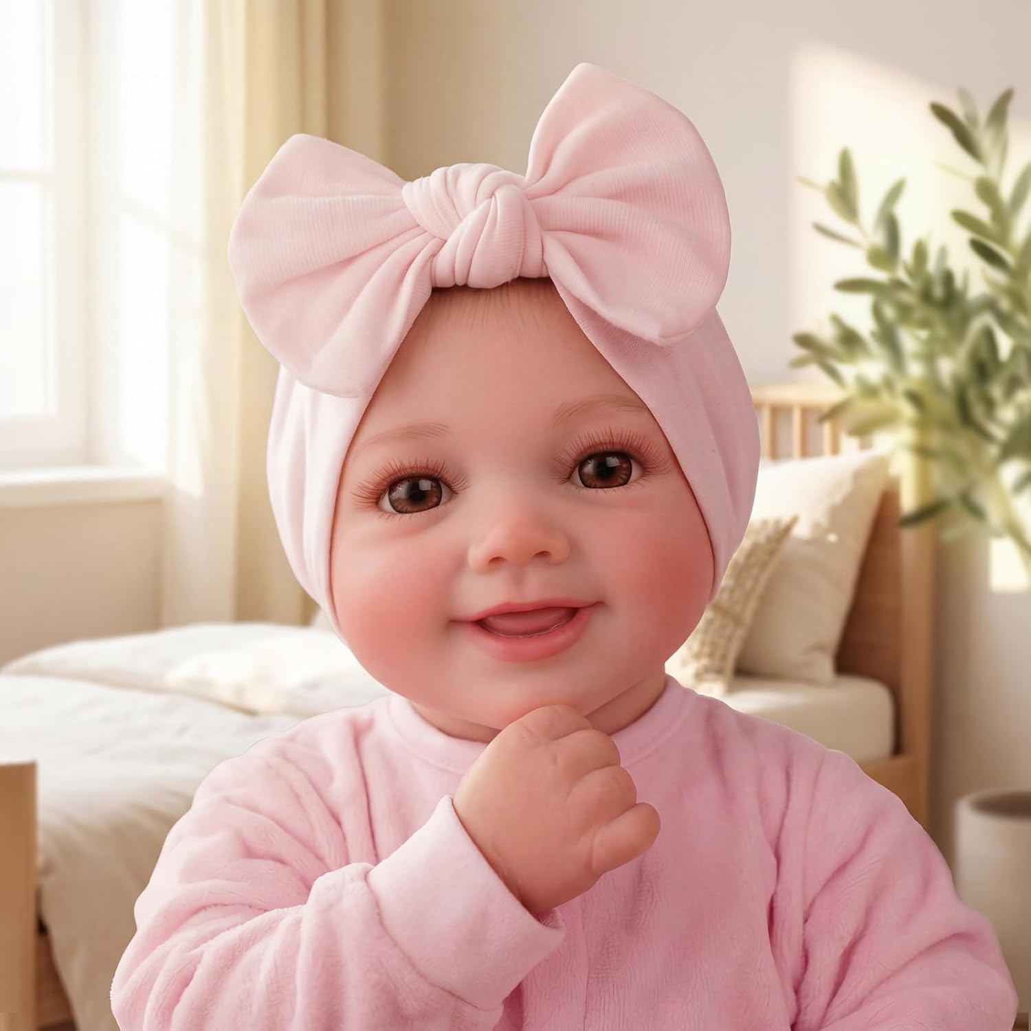 Detalle 2 de BABESIDE Reborn Puppe „Sunny“ – 17 Zoll, Stoffkörper und realistische Details