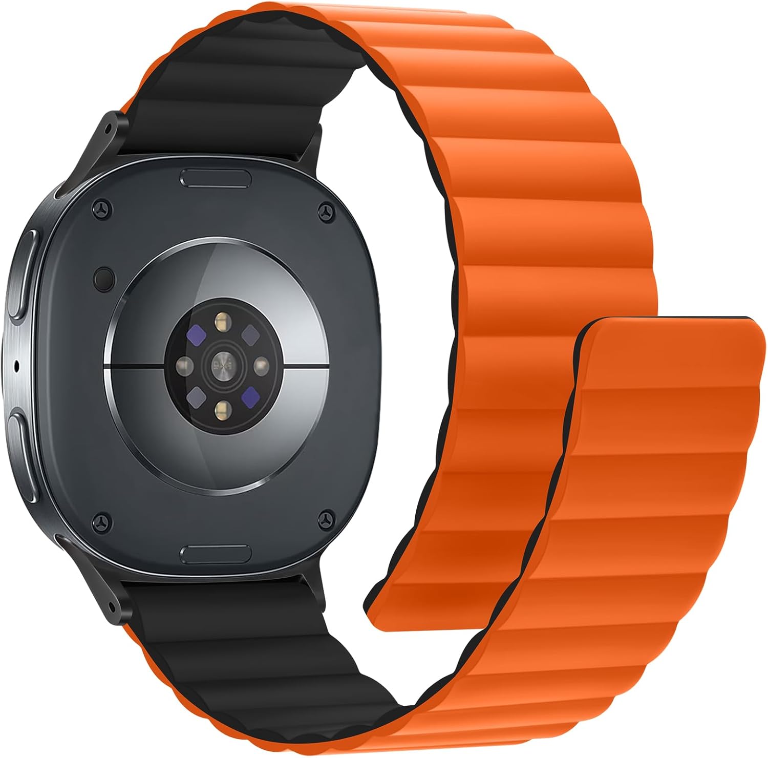 Thumbnail 1 de Anlinser Magnetic Silicone Strap for Samsung Galaxy Watch 8 / 8 Classic (44/40mm, 46mm) – Orange/Black