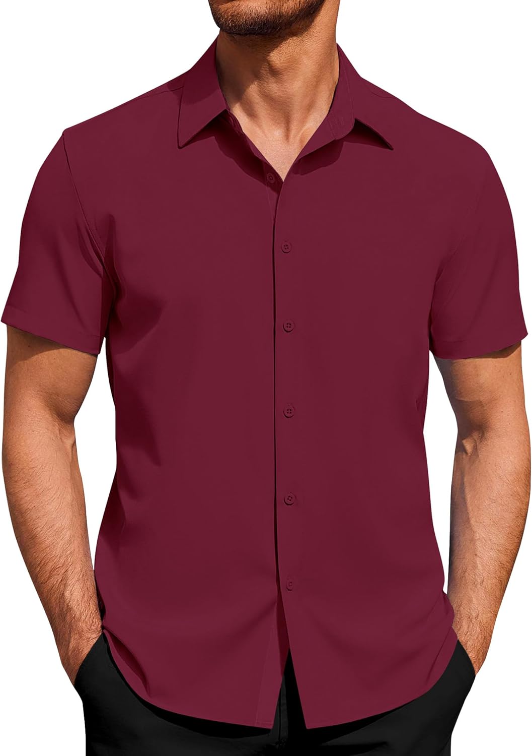 Thumbnail 6 de J.VER Herren Kurzarm Businesshemd im Button-Down Regular Fit (Stretch, Tencel/Elastan)
