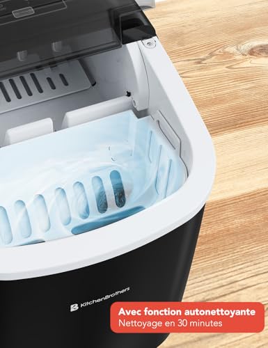 Detalle de KitchenBrothers Machine à Glaçons Professionnelle – Glace pilée portable 12 kg/24h, 9 glaçons par cycle