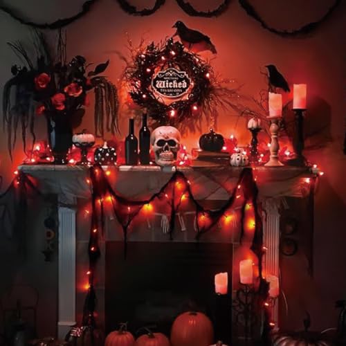 Thumbnail 6 de Afaiup Guirnalda de Halloween de 3 m con gasa negra, 30 LED y 8 modos