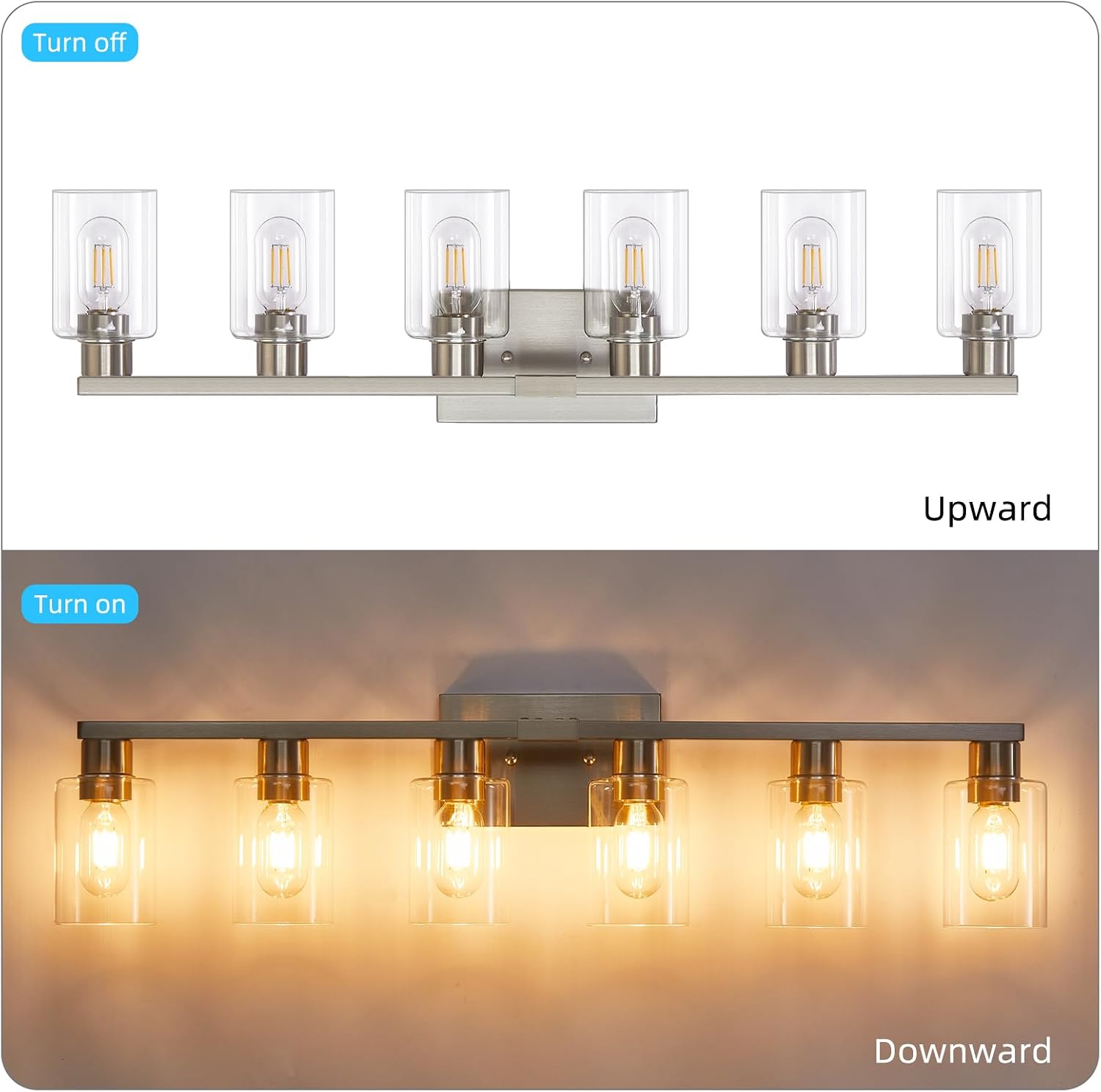 Detalle 1 de DIDUIO B2138SB-6 6-Light Bathroom Vanity Light, Brushed Nickel
