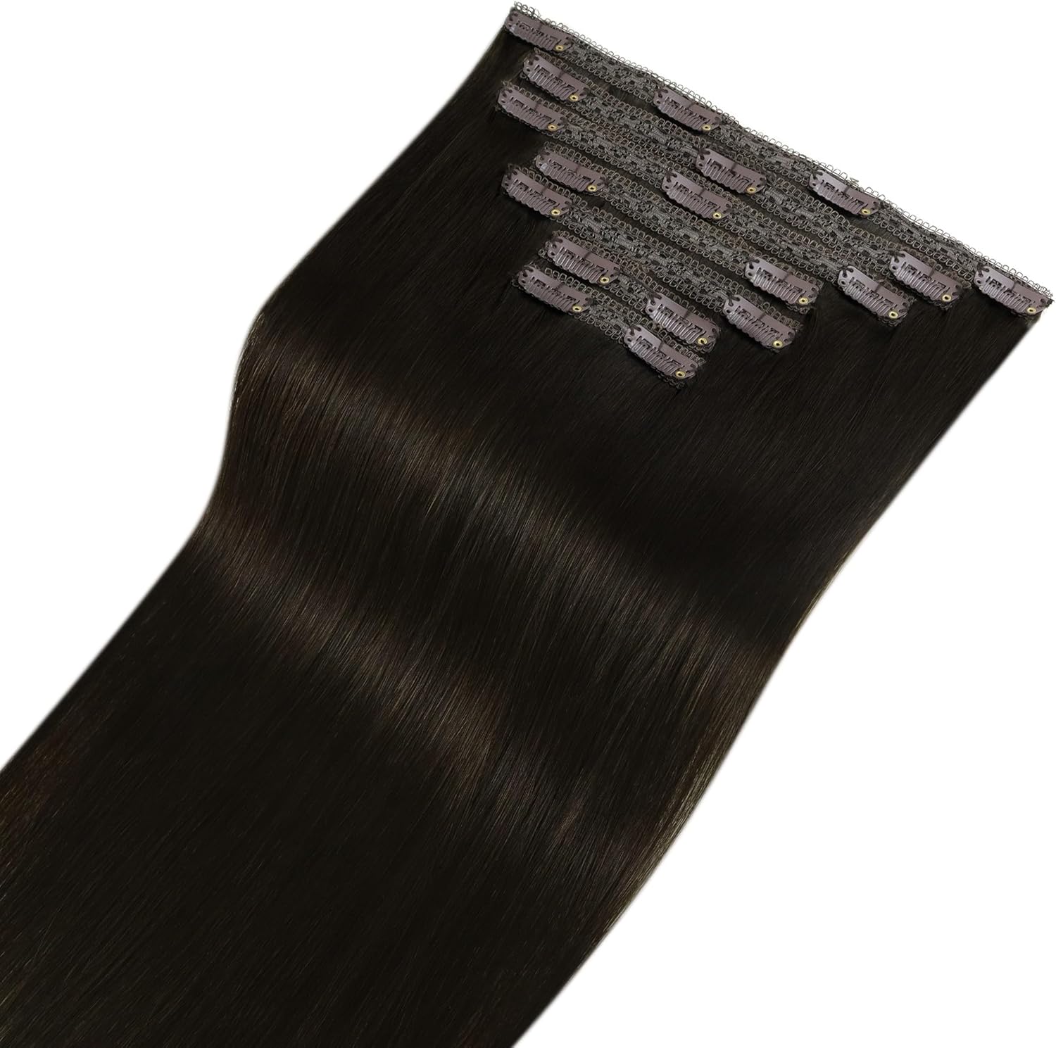Thumbnail 6 de Fshine Extension Capelli Veri Clip 35 cm – Remy Naturali, 7 pezzi, Marrone Scuro 2