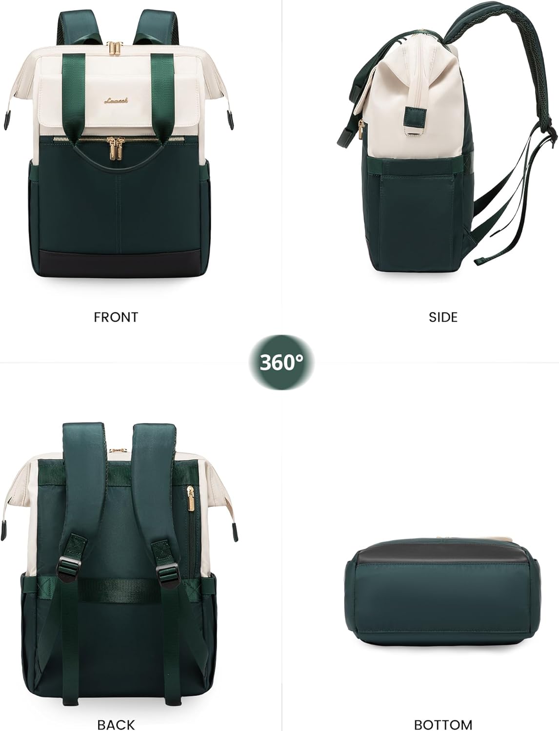Thumbnail 5 de LOVEVOOK Backpack Womens: 15.6 inch Laptop Rucksack in Beige Green
