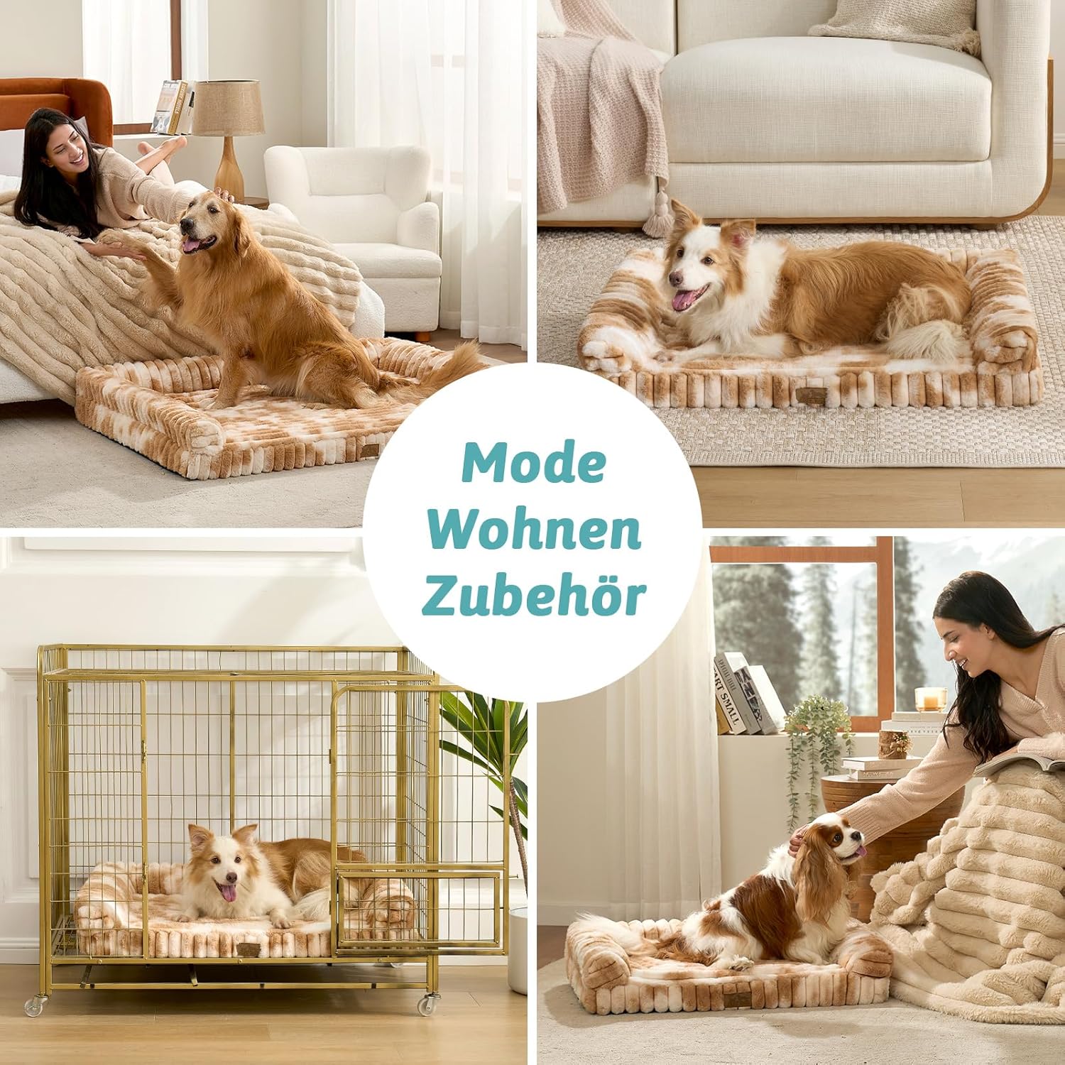 Thumbnail 6 de COZY KISS Orthopädisches Hundebett für Große Hunde 90x68x15 cm – Komfortables Tierkörbchen mit Kunstfell, rutschfestem Boden und abnehmbarem Überzug
