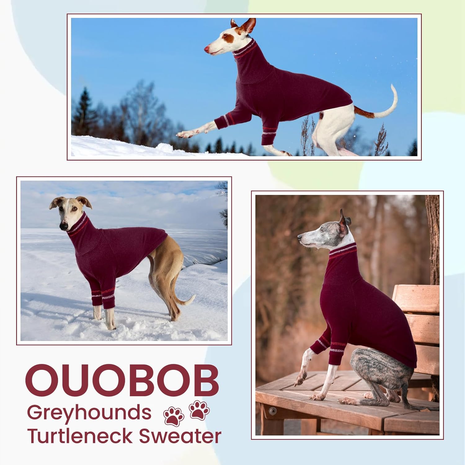 Thumbnail 6 de OUOBOB Greyhound dog sweater – Italian Greyhound/Whippet stretchy turtleneck coat