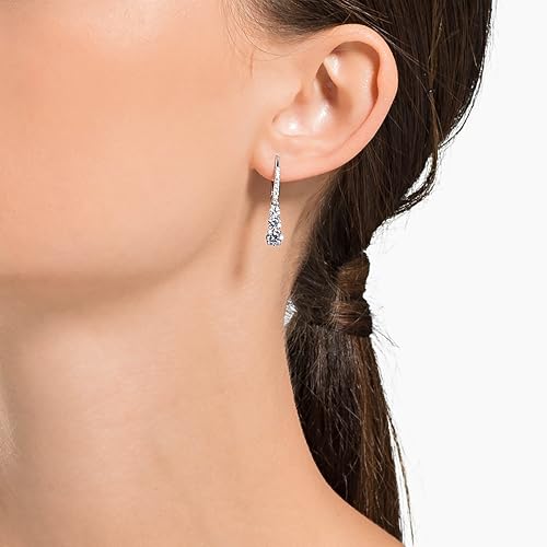 Detalle de Swarovski Orecchini a cerchio Attract Trilogy, Taglio Round, Bianchi, Placcato rodio