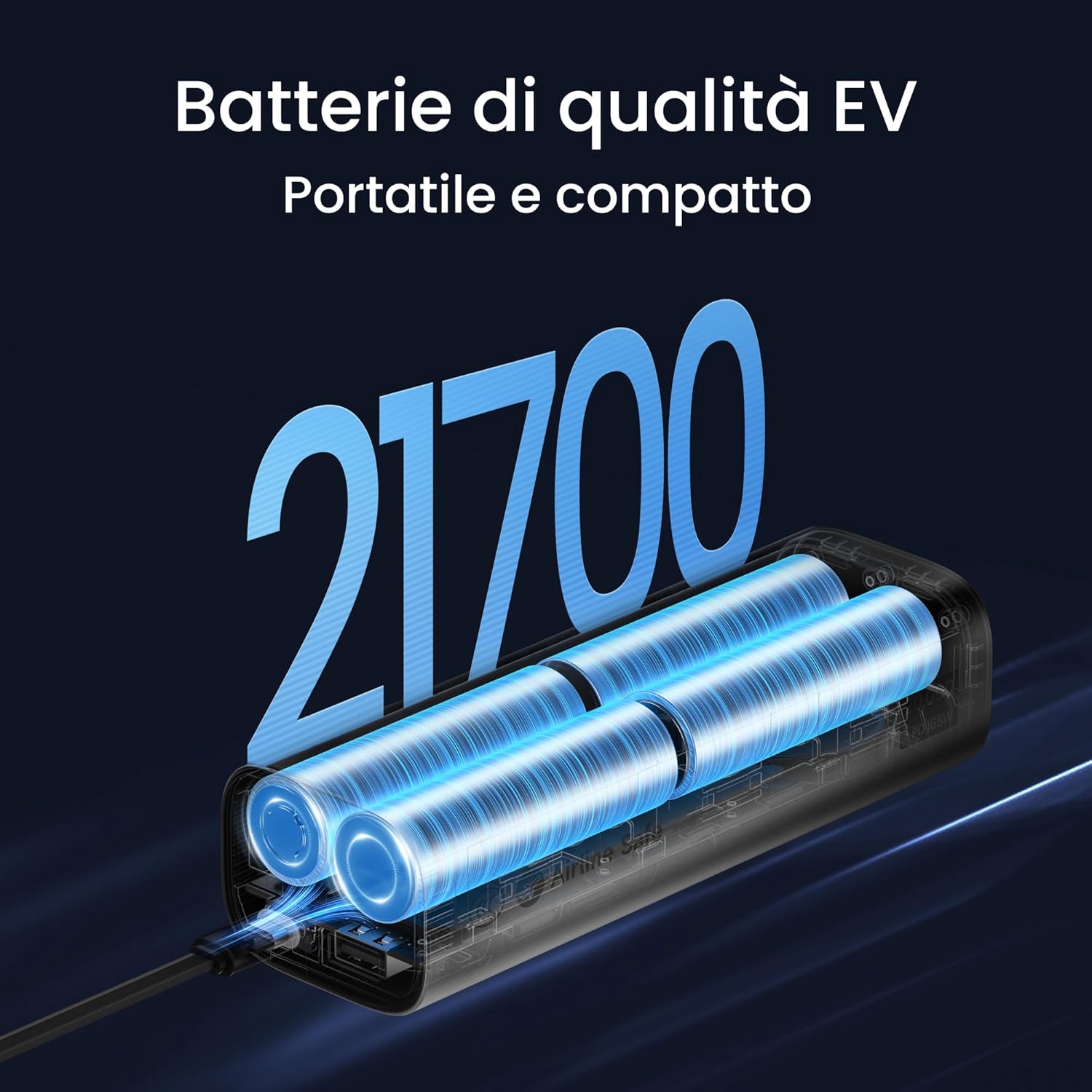Detalle 2 de Sharge Retractable 165 Power Bank 165W da 20.000 mAh con cavo retrattile e display TFT