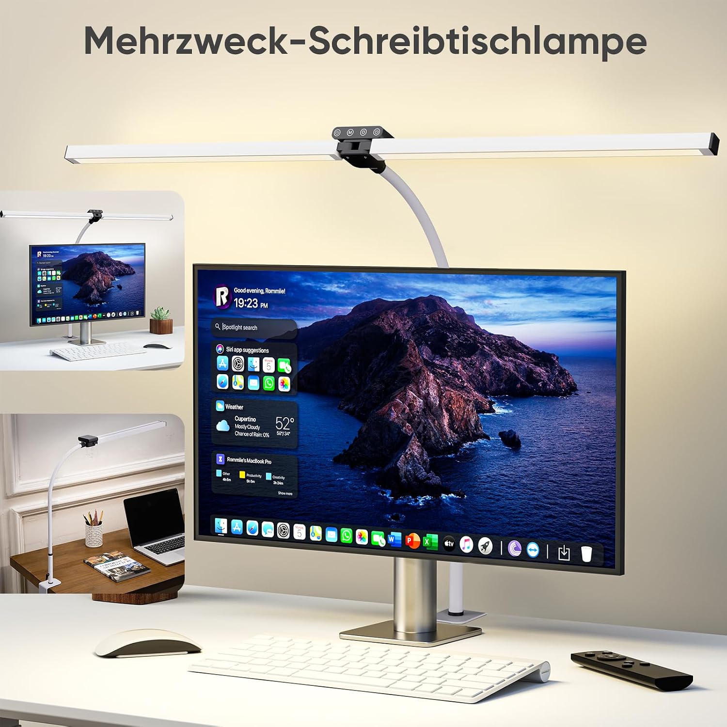 Thumbnail 1 de vatato Doppelkopf LED Schreibtischlampe mit RGB – 24W, dimmbar, klammerbar, Fernbedienung