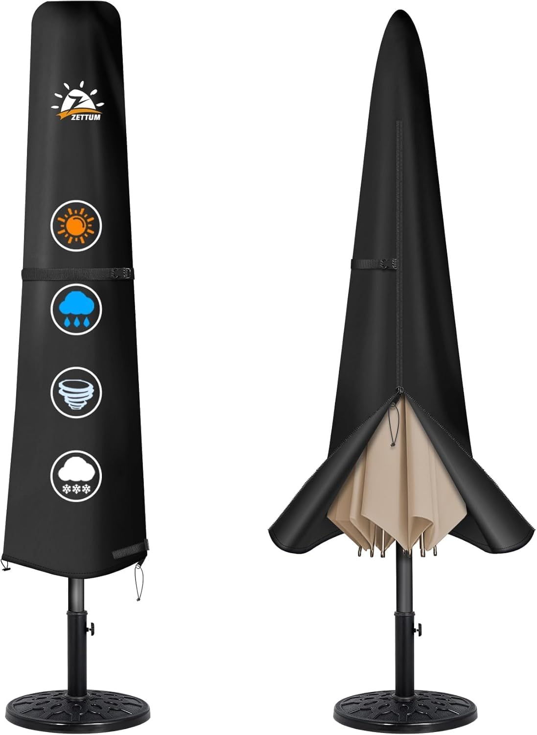 Detalle de Zettum UC-DS-M-BLK beschermhoes voor zweefparasol, 600D Oxford en PU-coating