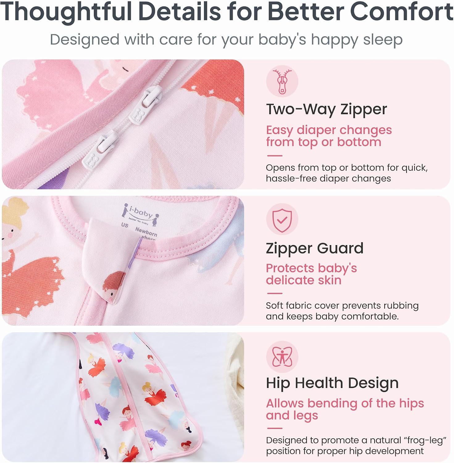 Detalle 2 de i-baby Baby Swaddle Sleep Sack, 0.5 TOG
