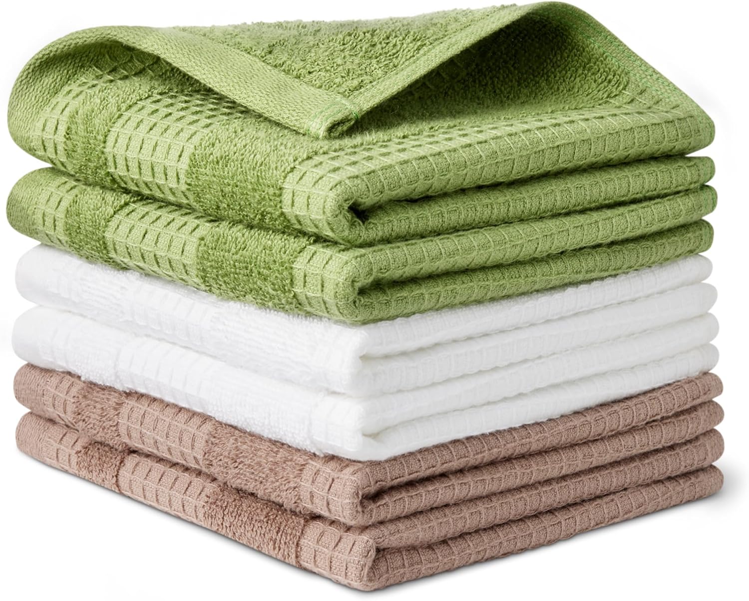 Amazon Basics 100% Organic Cotton Waffle Dish Cloths (Pack of 6) – Ultra Absorbent and Quick Drying