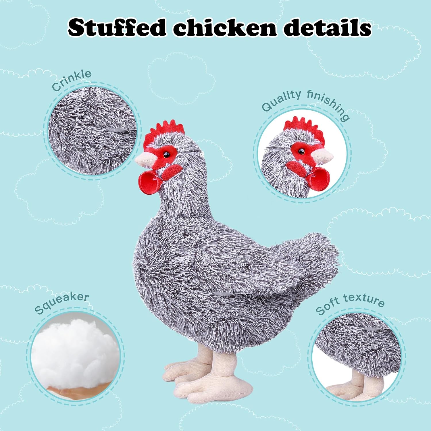 Detalle de Lilizzhoumax 8-inch Black Cuddy Hen Chicken Plush Toy