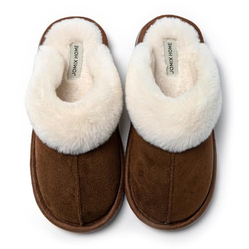 Detalle de JOMIX X005, chaussons mule femme fourrés, marron foncé, 40 EU