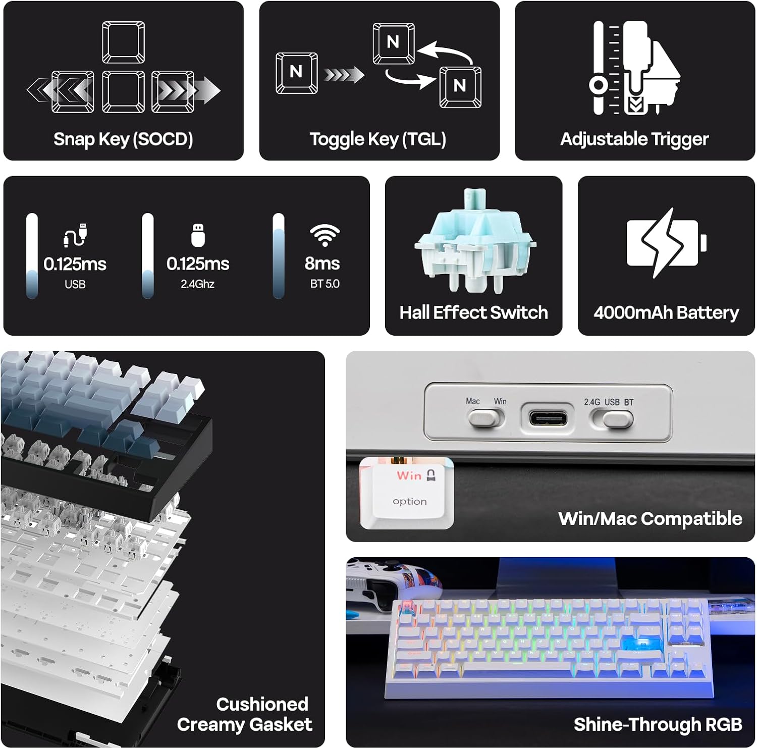 Thumbnail 2 de EPOMAKER G84 HE Wireless Gaming Keyboard: Hall Effect, 8K Polling and 8000mAh Battery