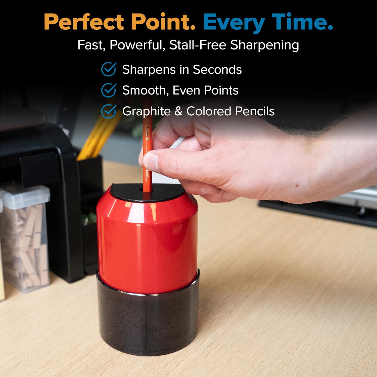 Detalle 2 de Bostitch Vertical Electric Pencil Sharpener, Red