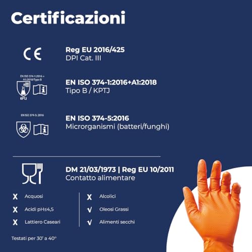 Detalle de REFLEXX N85 / L Guanti in nitrile aderenti arancione, confezione 50