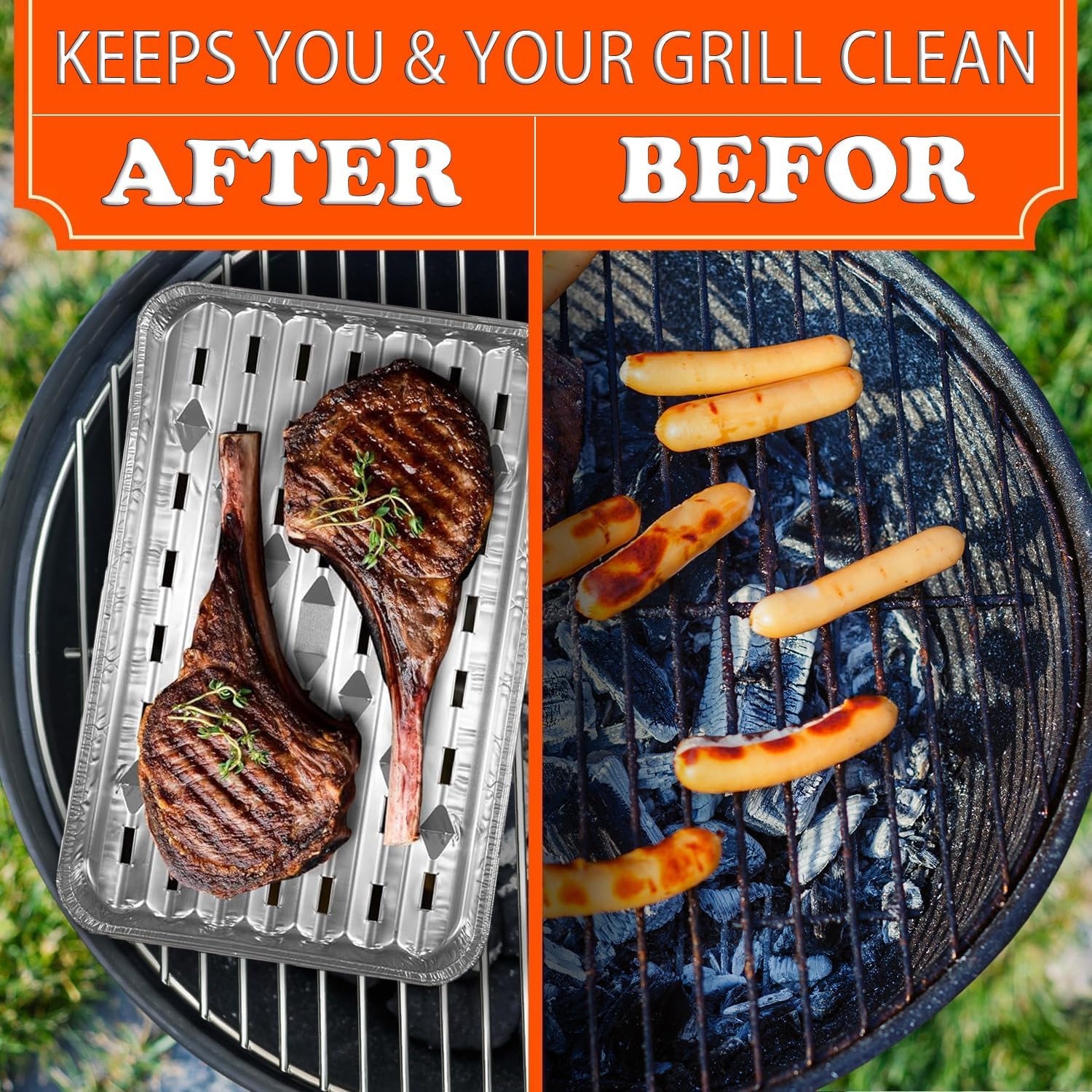 Thumbnail 1 de CHAMSUREUK 30-Pack Disposable Barbecue Trays (34 x 23 x 2.8cm) perforated aluminium foil grill containers