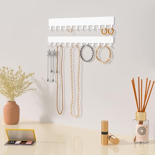 Thumbnail 3 de Josmimic Wall Mounted Necklace Holder with 12 Hooks (Adhesive, White)