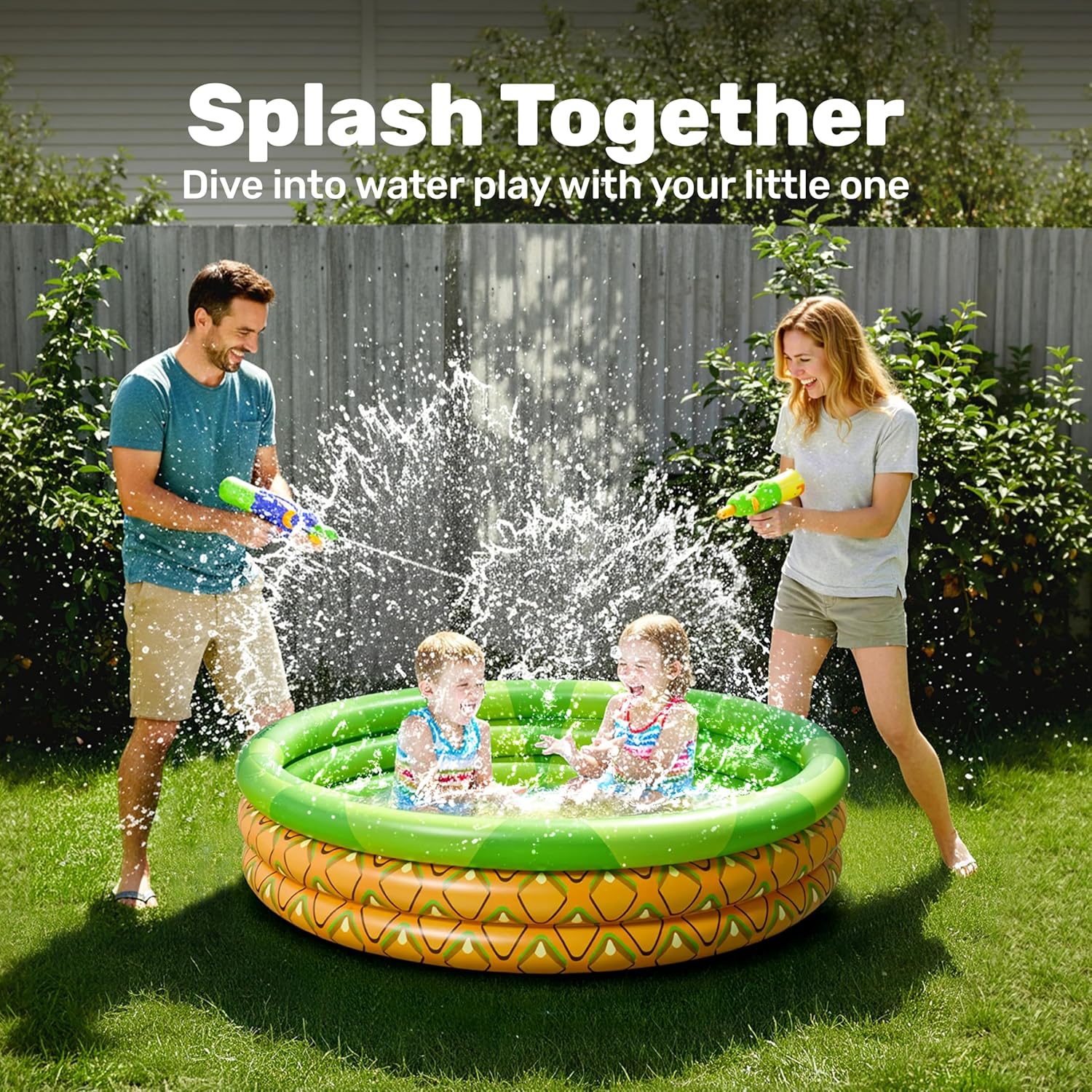 Detalle de 3 Pack 45" x 10" Inflatable Kiddie Pools (Watermelon, Pineapple, Cupcake) – Versatile Outdoor/Indoor Fun