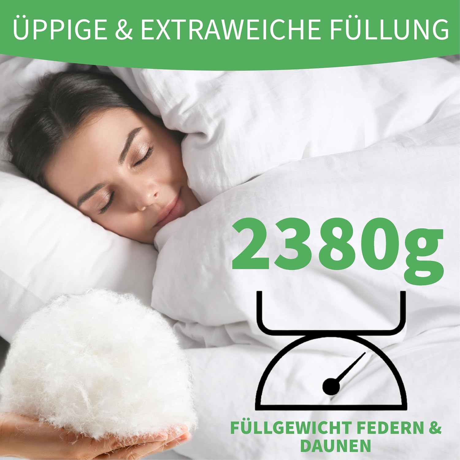 Thumbnail 1 de Welldora Komfort Bettdecke 220x240 (2380 g) – extraweiche Feder & Daunen Ganzjahresdecke