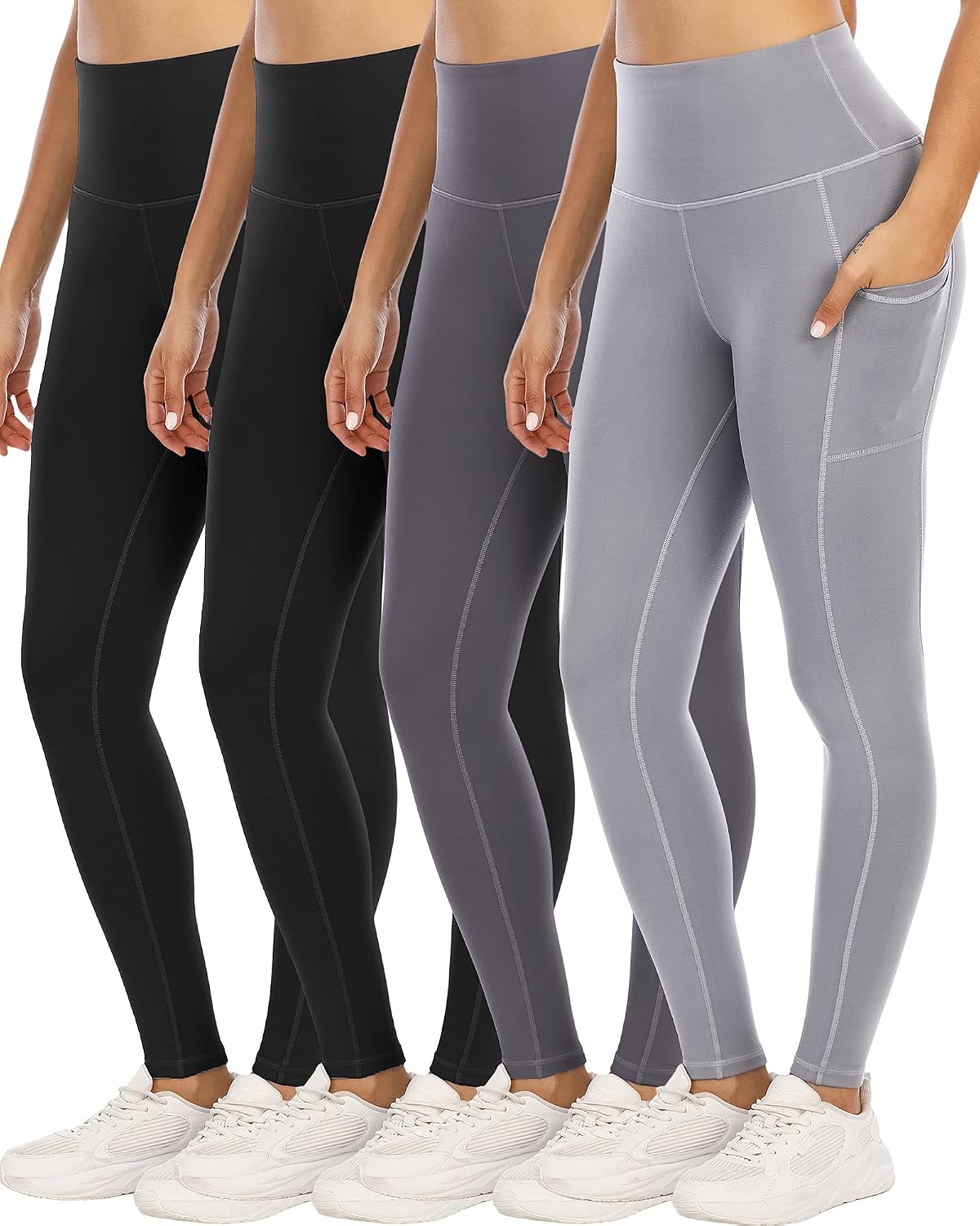 Thumbnail 6 de YOUNGCHARM 4-Pack High-Waist Leggings with Pockets (Tummy Control) for Women