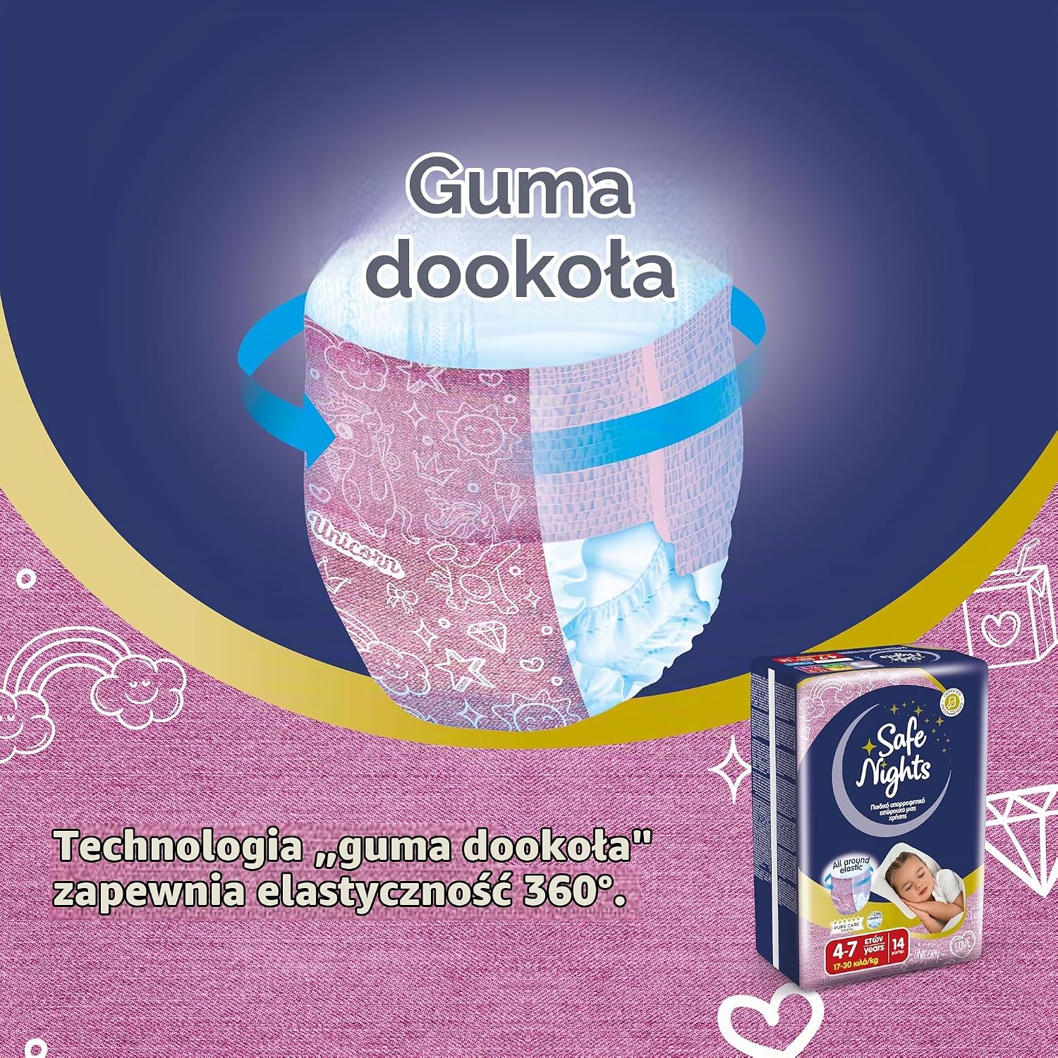 Thumbnail 1 de Babylino Safe Nights Girl – chłonne majtki nocne, 4–10 lat, 20–35 kg, 84 szt.